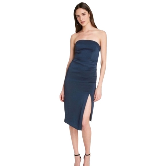Cushnie x Target Navy Blue Strapless Side-Slit Asymmetrical-Hem Dress Size 6 NWT - Picture 1 of 9